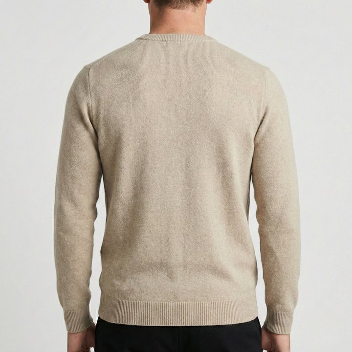 Men's Sweater with Round Neck – Ribbed Edges