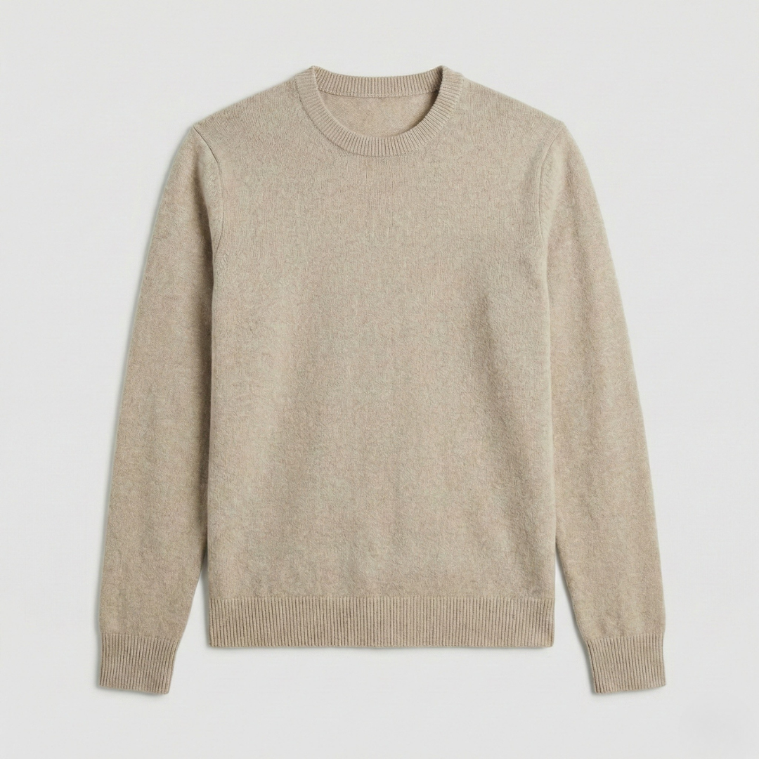 Men's Sweater with Round Neck – Ribbed Edges
