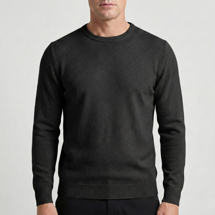 Men's Sweater with Round Neck – Ribbed Edges