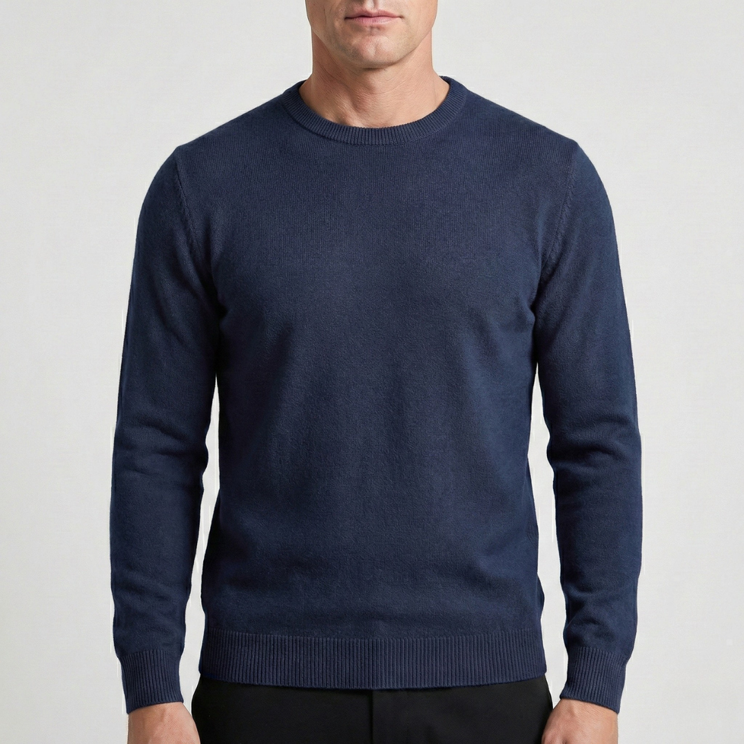 Men's Sweater with Round Neck – Ribbed Edges