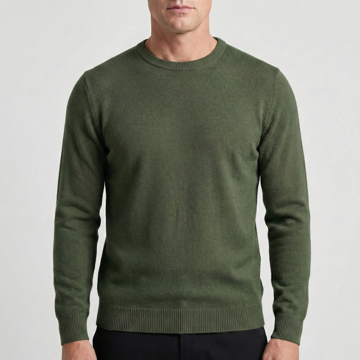 Men's Sweater with Round Neck – Ribbed Edges