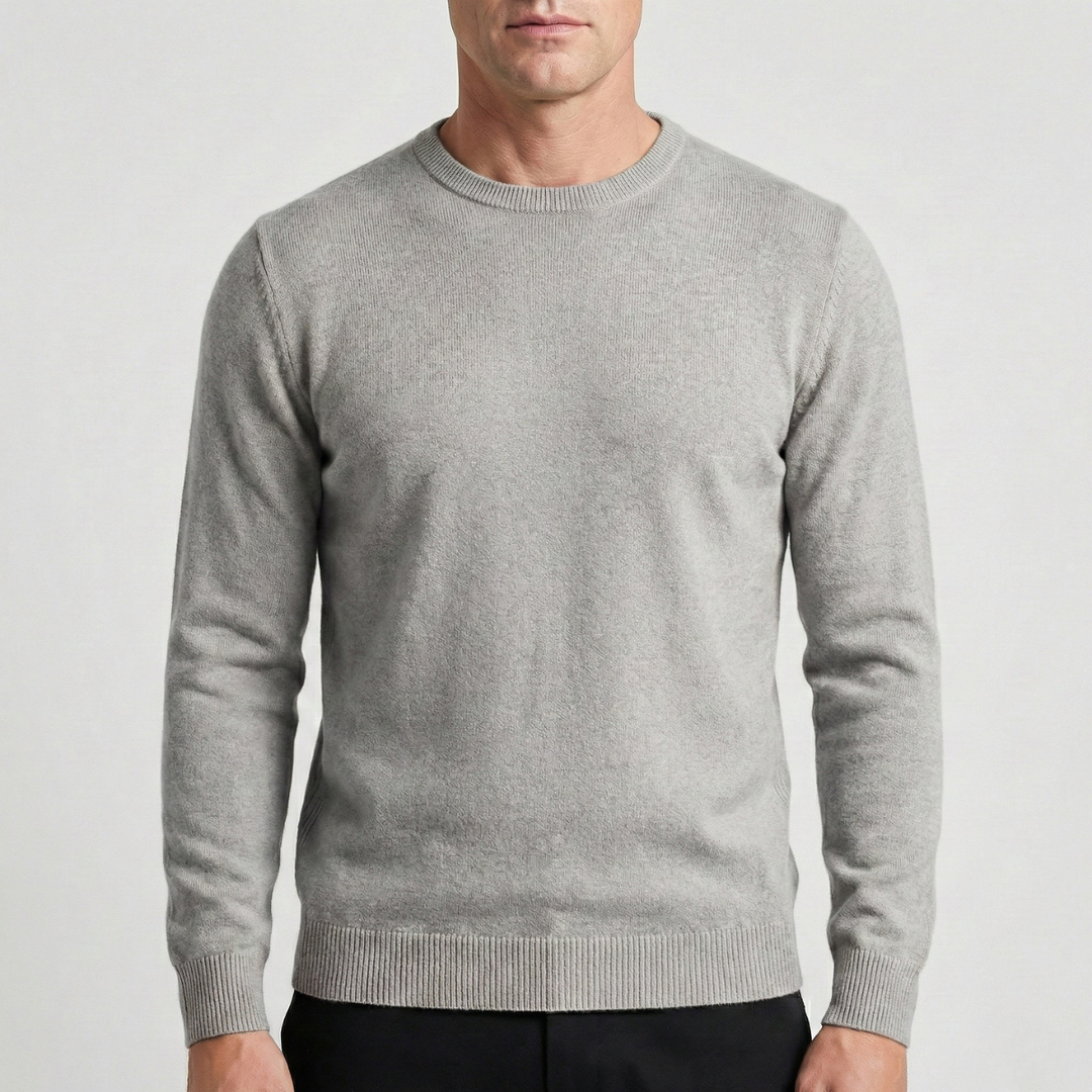 Men's Sweater with Round Neck – Ribbed Edges