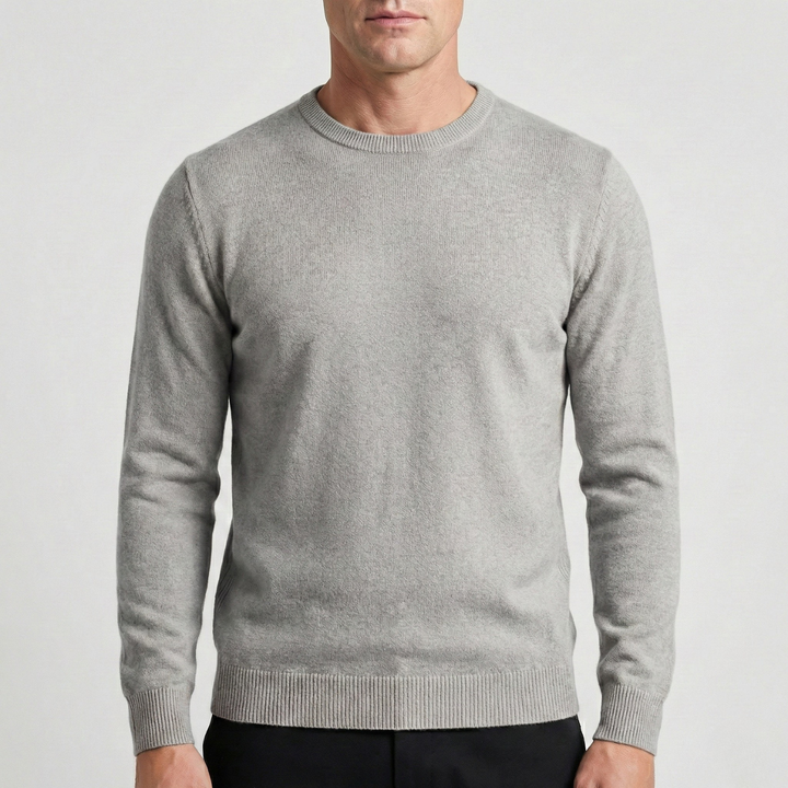 Men's Sweater with Round Neck – Ribbed Edges