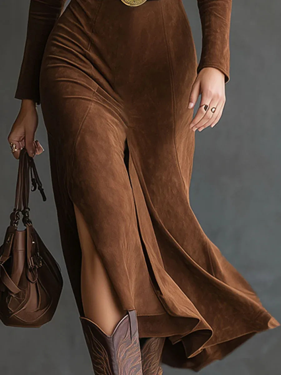 Women's Elegant Midi Dress with Western Charm