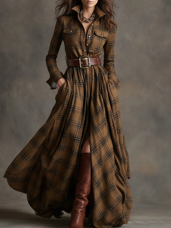Beatriz ❘ Long Check Dress with Belt