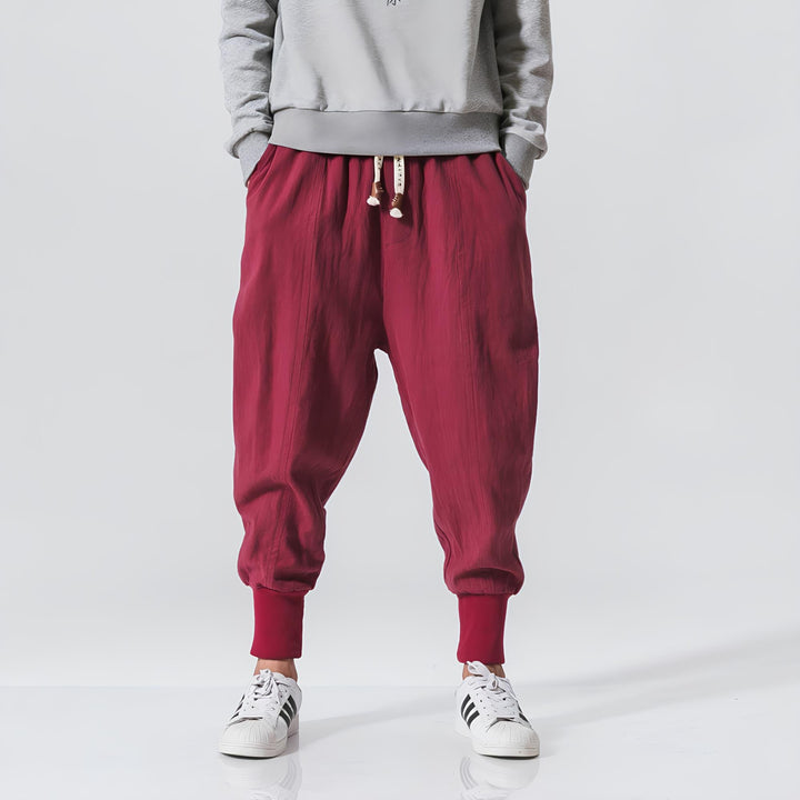 Riku Comfortable Cotton Harem Pants, view 10 - Elena Harper