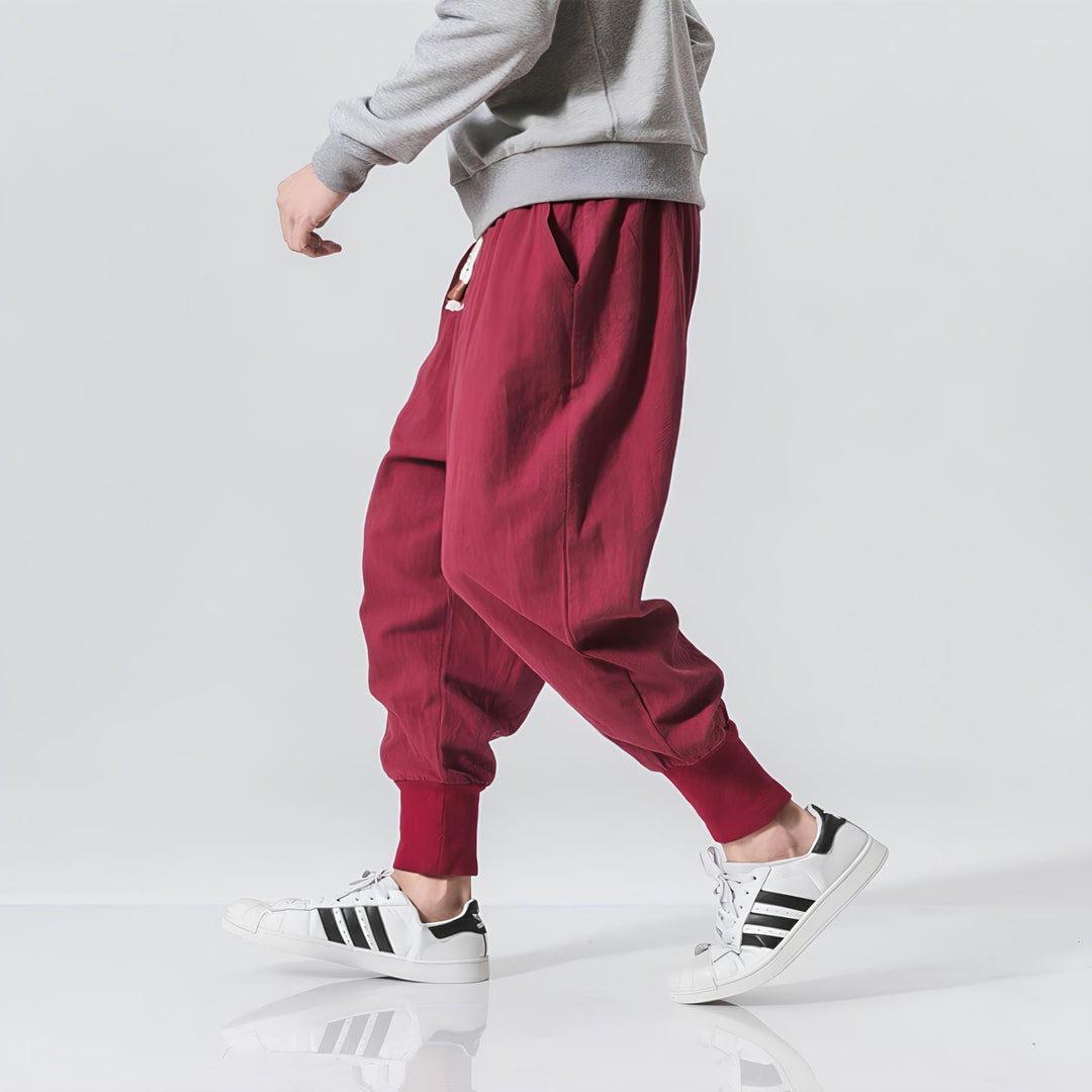 Riku Comfortable Cotton Harem Pants, view 6 - Elena Harper