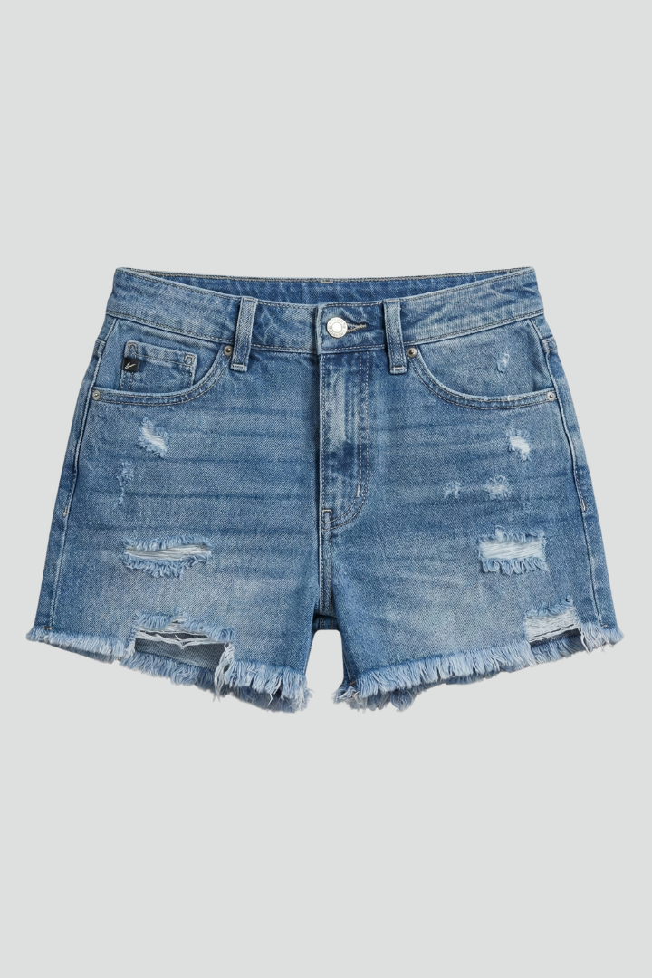 Janice | Women’s Distressed Denim Shorts with Frayed Hem