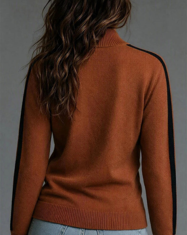 Turtleneck Sweater for Women | Color Block Design & Straight Fit