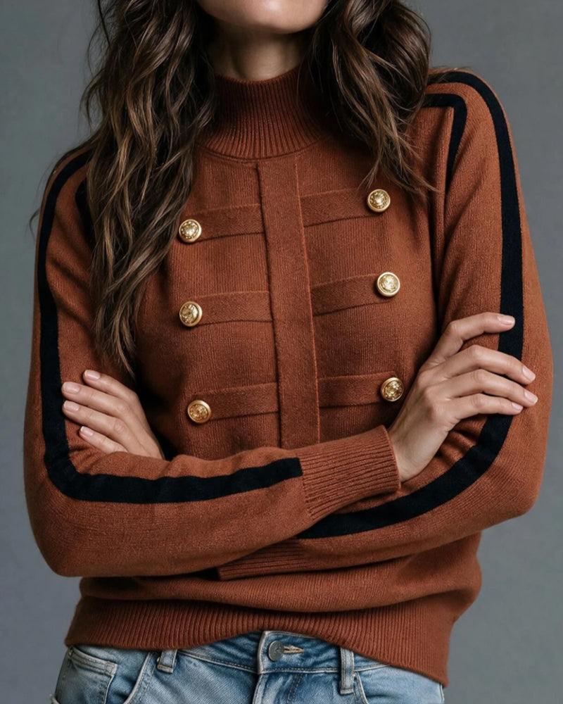 Turtleneck Sweater for Women | Color Block Design & Straight Fit