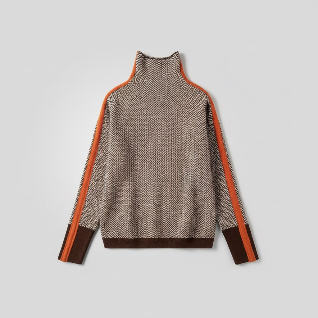 Turtleneck Sweater for Women | Geometric Pattern