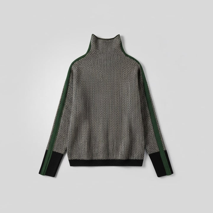 Turtleneck Sweater for Women | Geometric Pattern