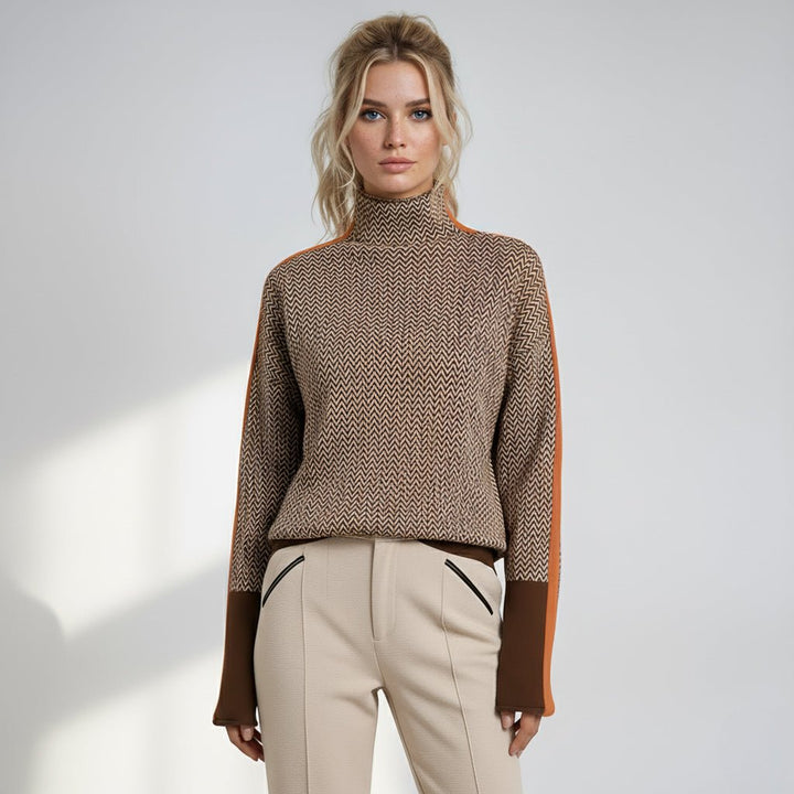Turtleneck Sweater for Women | Geometric Pattern