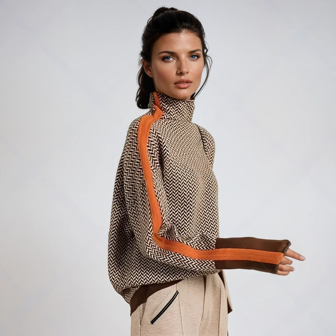 Turtleneck Sweater for Women | Geometric Pattern