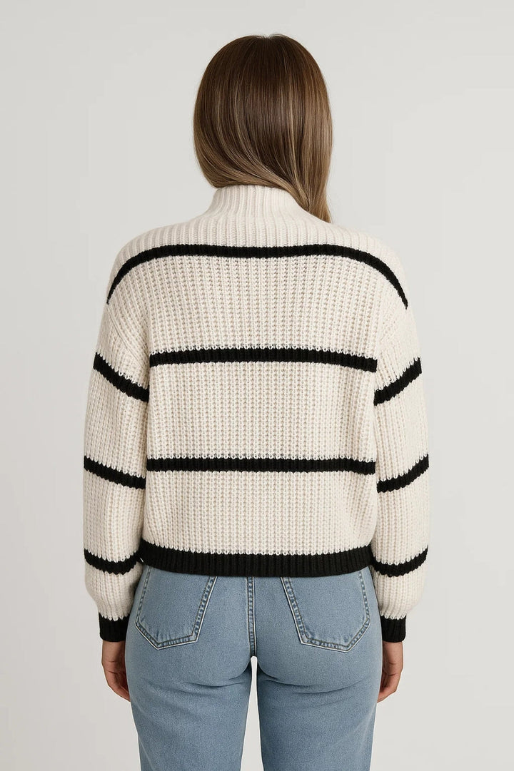 Turtleneck Sweater for Women | Striped & Loose Fit