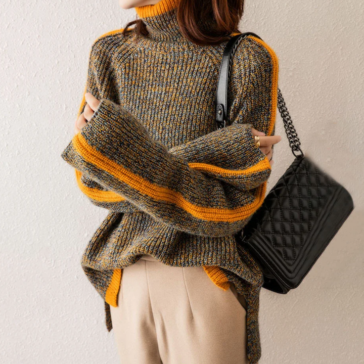 Turtleneck Sweater for Women | Mélange & Side Slits