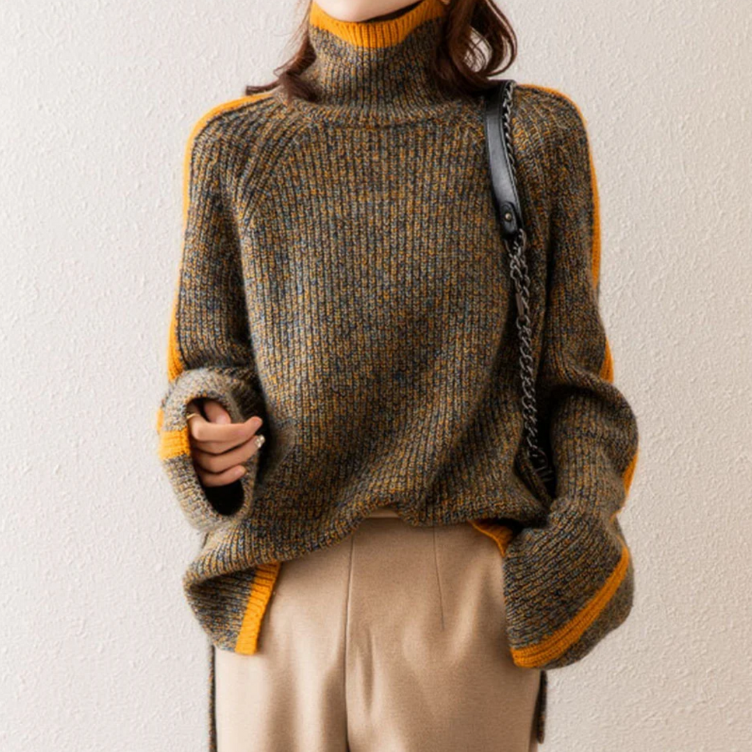Turtleneck Sweater for Women | Mélange & Side Slits