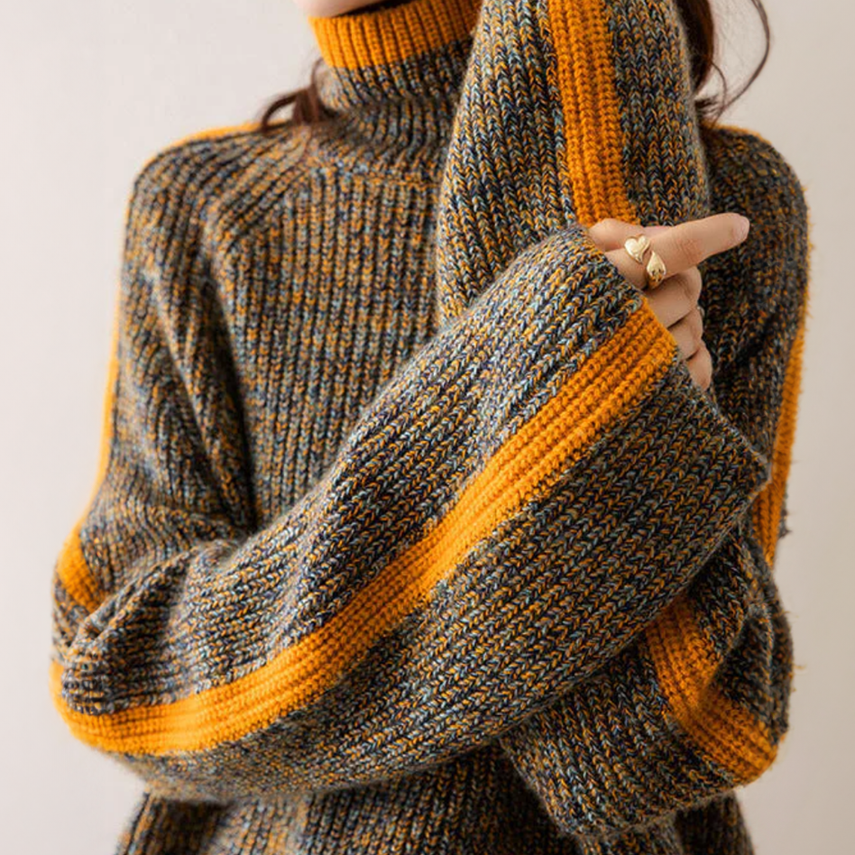 Turtleneck Sweater for Women | Mélange & Side Slits