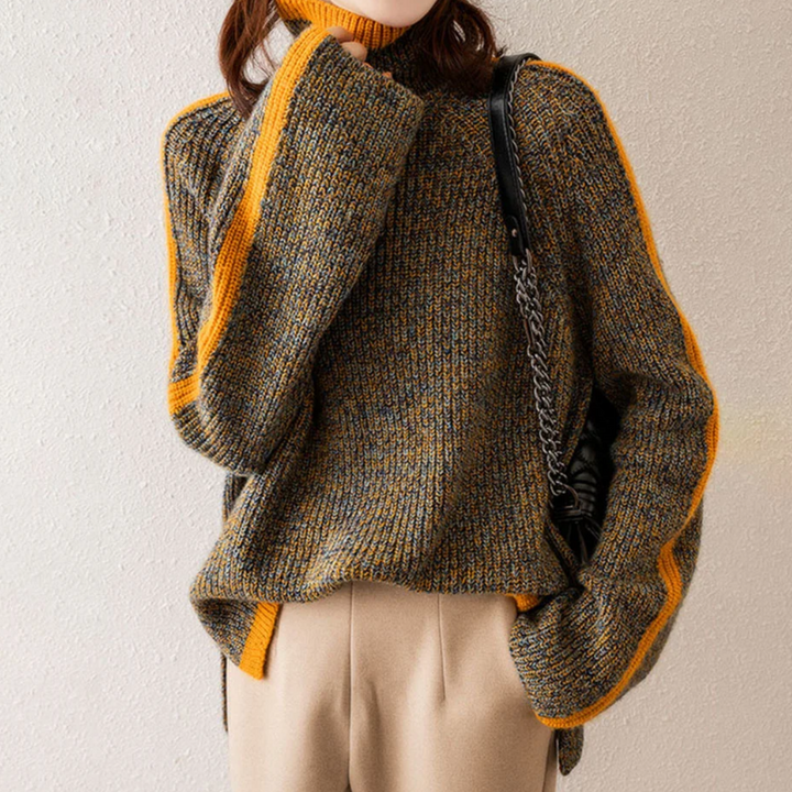 Turtleneck Sweater for Women | Mélange & Side Slits