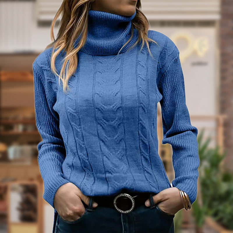 Turtleneck Sweater for Women | Cable Knit & Ribbed Cuffs