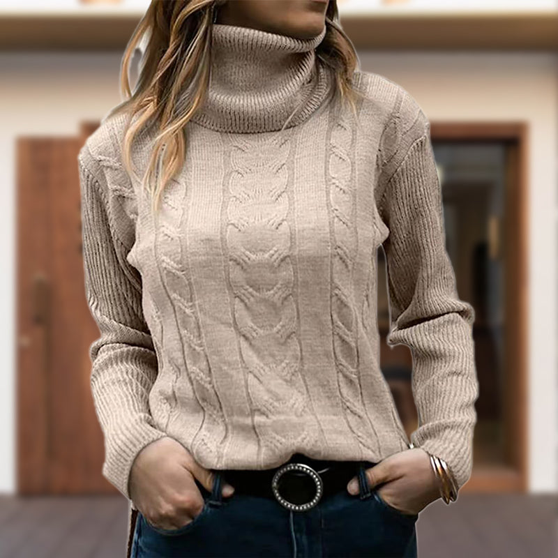 Turtleneck Sweater for Women | Cable Knit & Ribbed Cuffs
