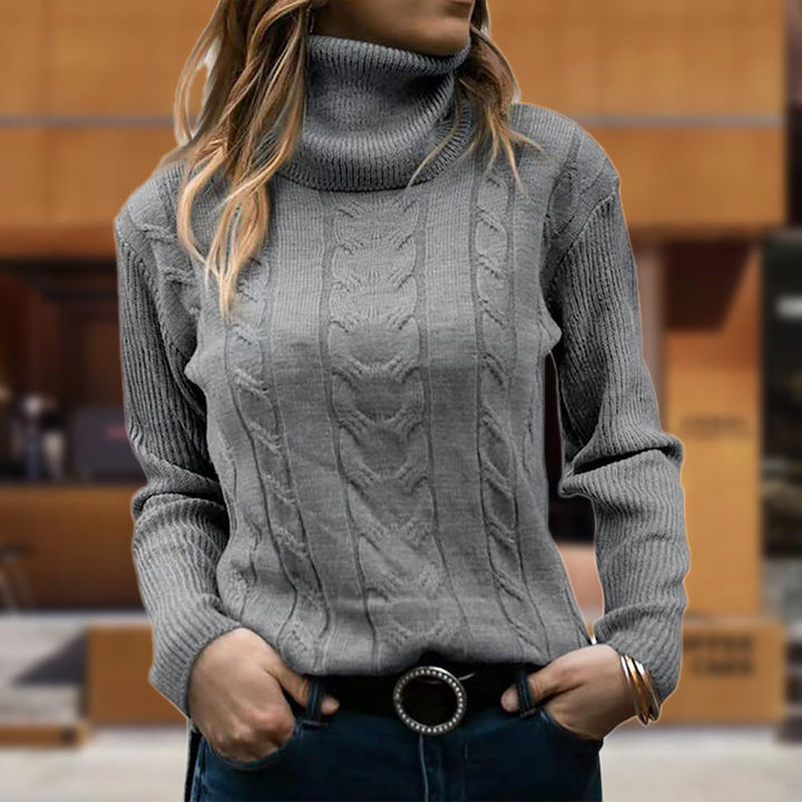 Turtleneck Sweater for Women | Cable Knit & Ribbed Cuffs