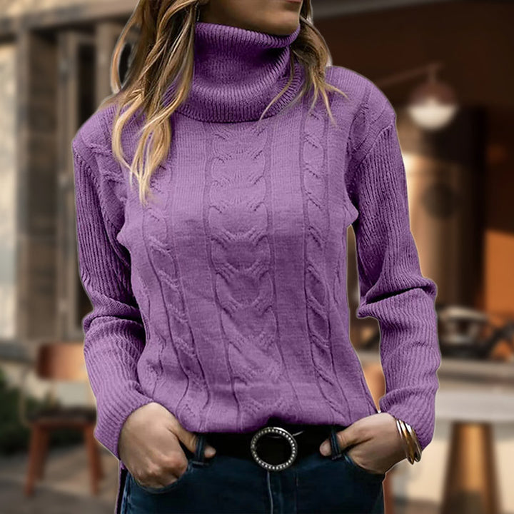 Turtleneck Sweater for Women | Cable Knit & Ribbed Cuffs