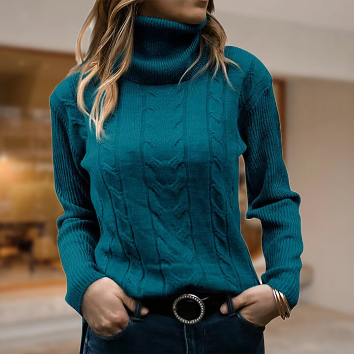 Turtleneck Sweater for Women | Cable Knit & Ribbed Cuffs
