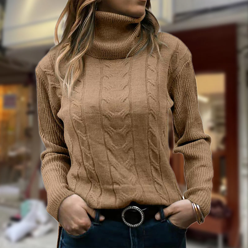 Turtleneck Sweater for Women | Cable Knit & Ribbed Cuffs