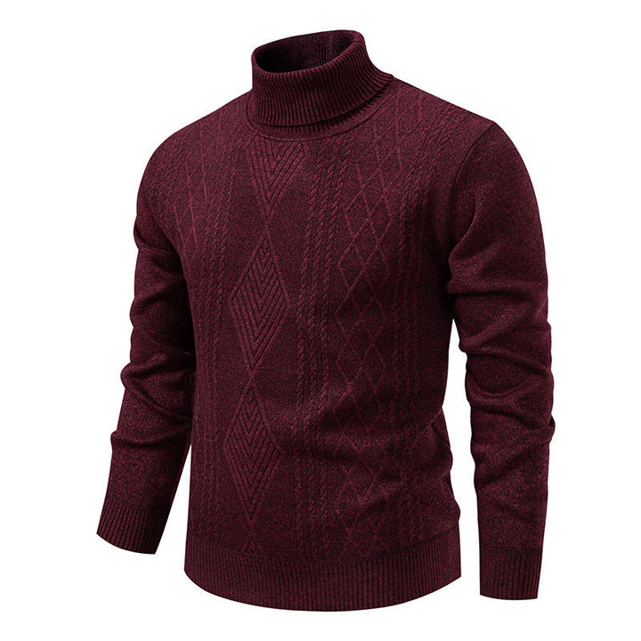 Turtleneck Sweater for Men | Textured Pattern & Ribbed Cuffs