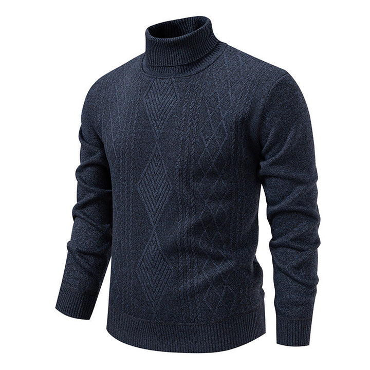 Turtleneck Sweater for Men | Textured Pattern & Ribbed Cuffs