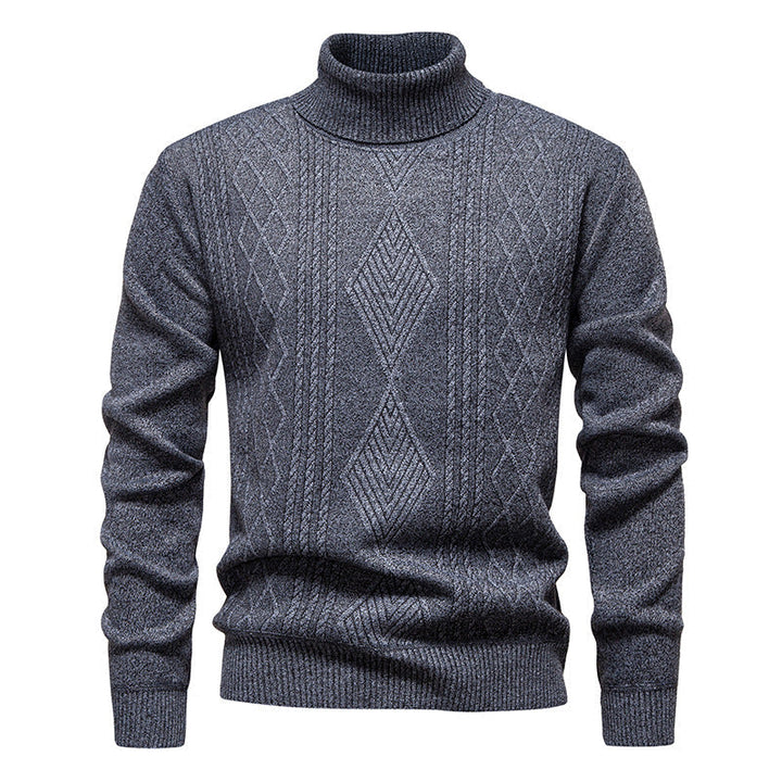 Turtleneck Sweater for Men | Textured Pattern & Ribbed Cuffs