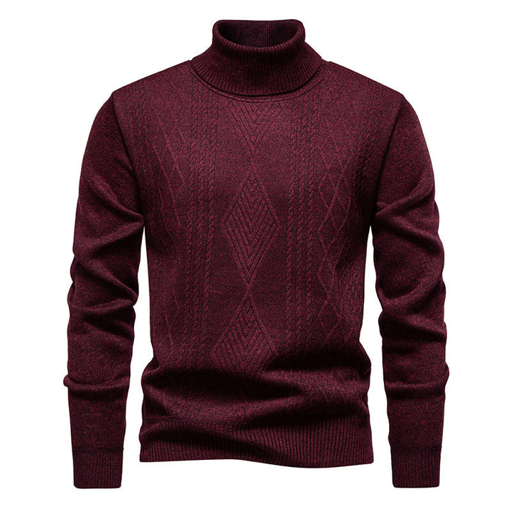 Turtleneck Sweater for Men | Textured Pattern & Ribbed Cuffs