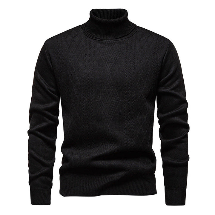 Turtleneck Sweater for Men | Textured Pattern & Ribbed Cuffs