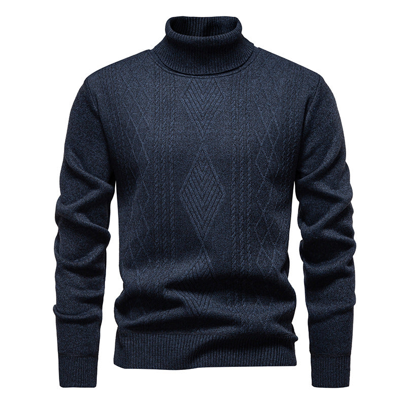 Turtleneck Sweater for Men | Textured Pattern & Ribbed Cuffs
