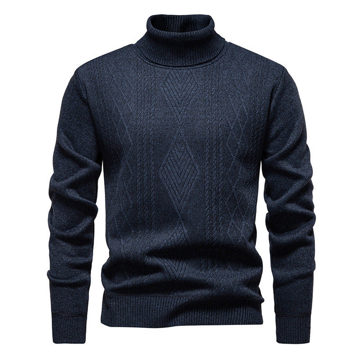 Turtleneck Sweater for Men | Textured Pattern & Ribbed Cuffs
