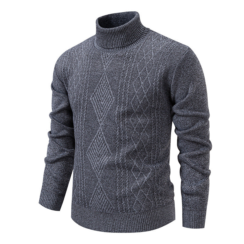 Turtleneck Sweater for Men | Textured Pattern & Ribbed Cuffs