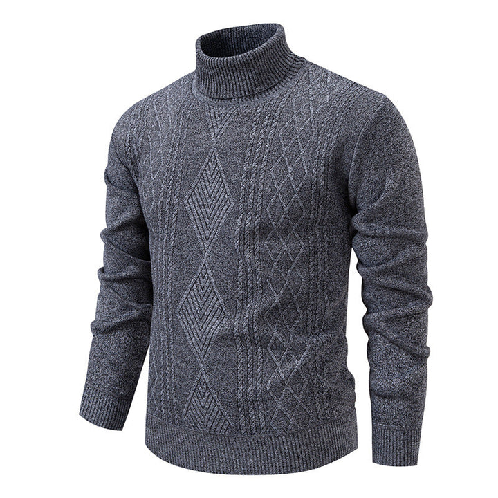 Turtleneck Sweater for Men | Textured Pattern & Ribbed Cuffs