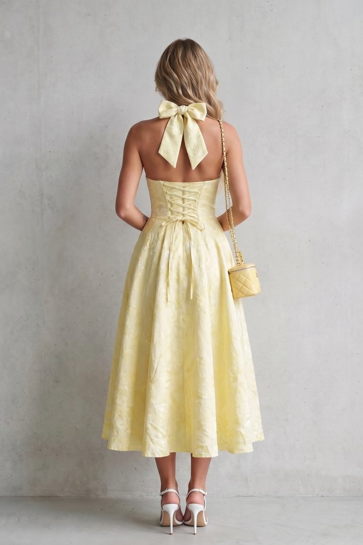 Rosalune – Halter floral elegance – Midi dress