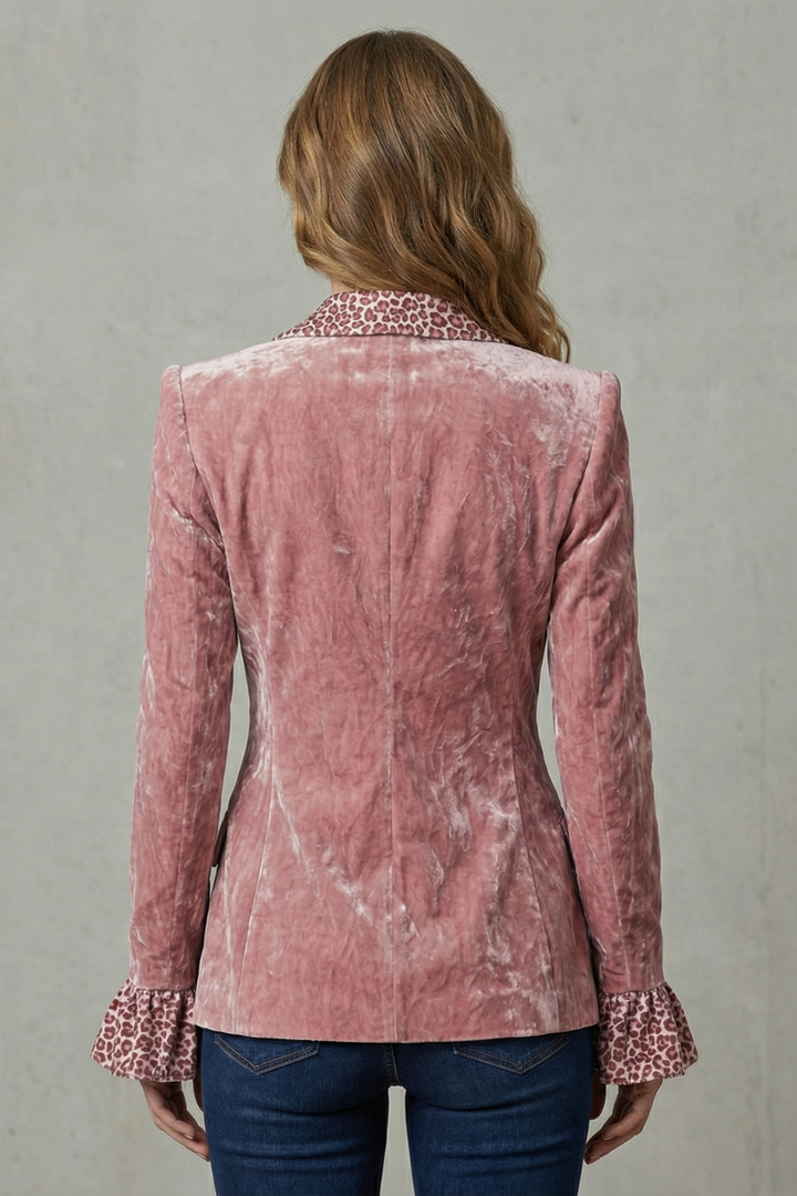Women's Velvet Blazer with Printed Contrast Lapels Violanne, view 4 - Elena Harper