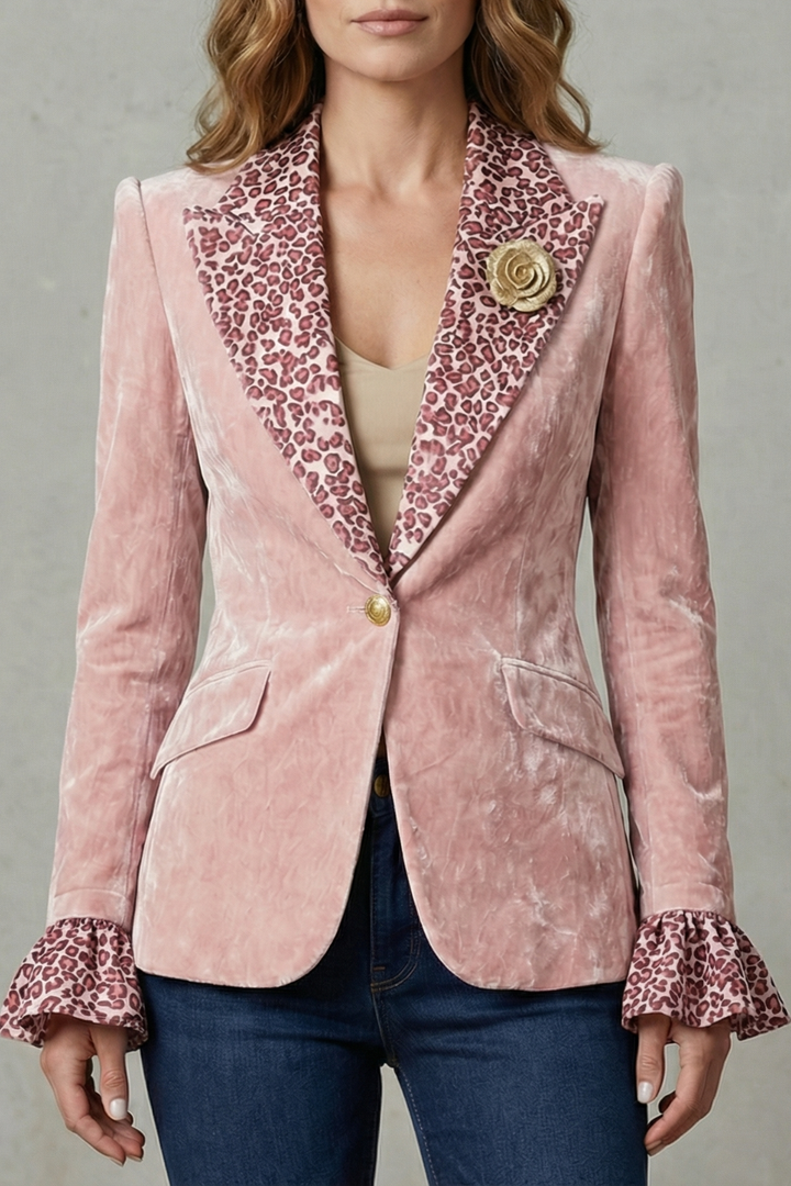 Women's Velvet Blazer with Printed Contrast Lapels Violanne, view 5 - Elena Harper