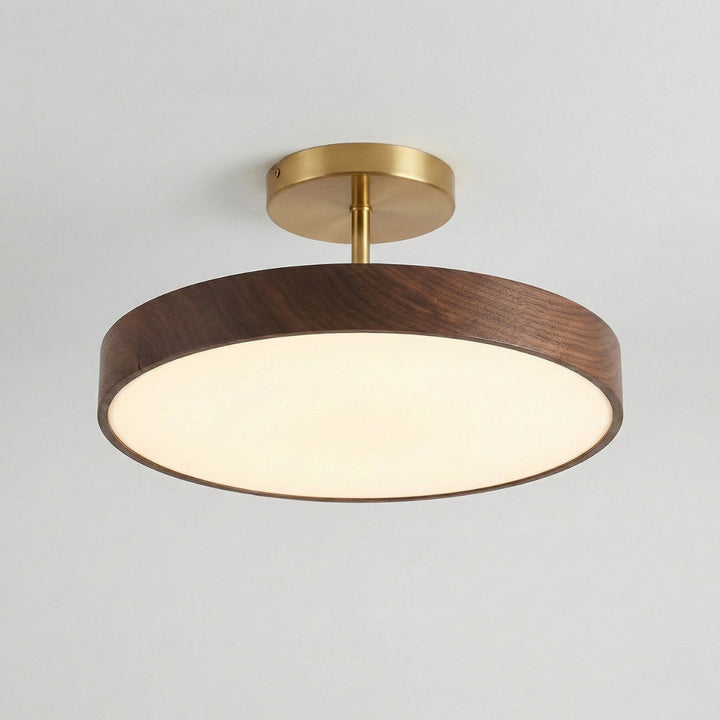 Round Ceiling Lamp Japanese Minimalist Design in Wood