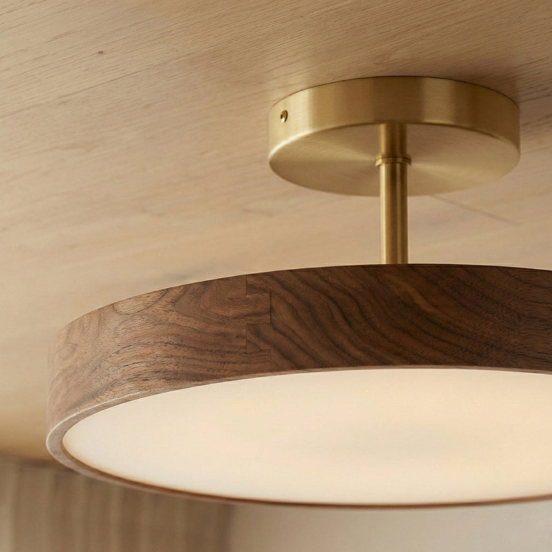 Round Ceiling Lamp Japanese Minimalist Design in Wood