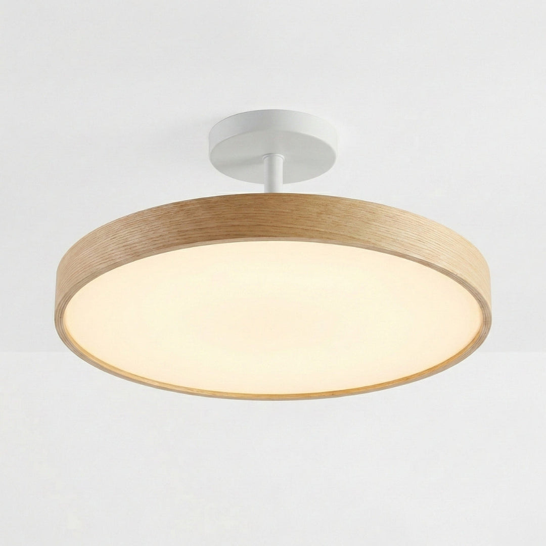 Round Ceiling Lamp Japanese Minimalist Design in Wood