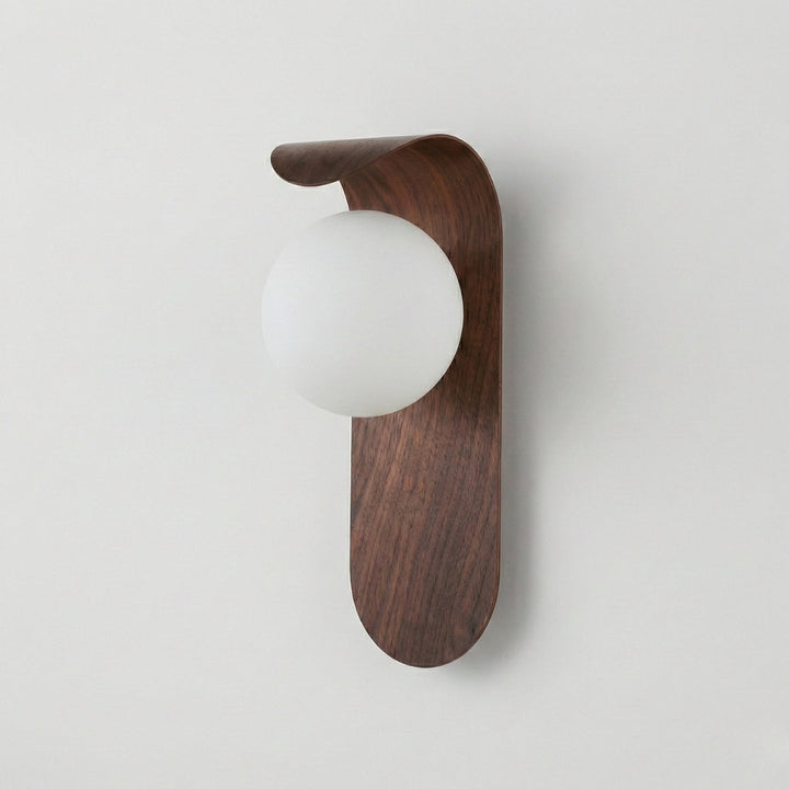 Round Wooden Wall Lamp with Spherical Light Point