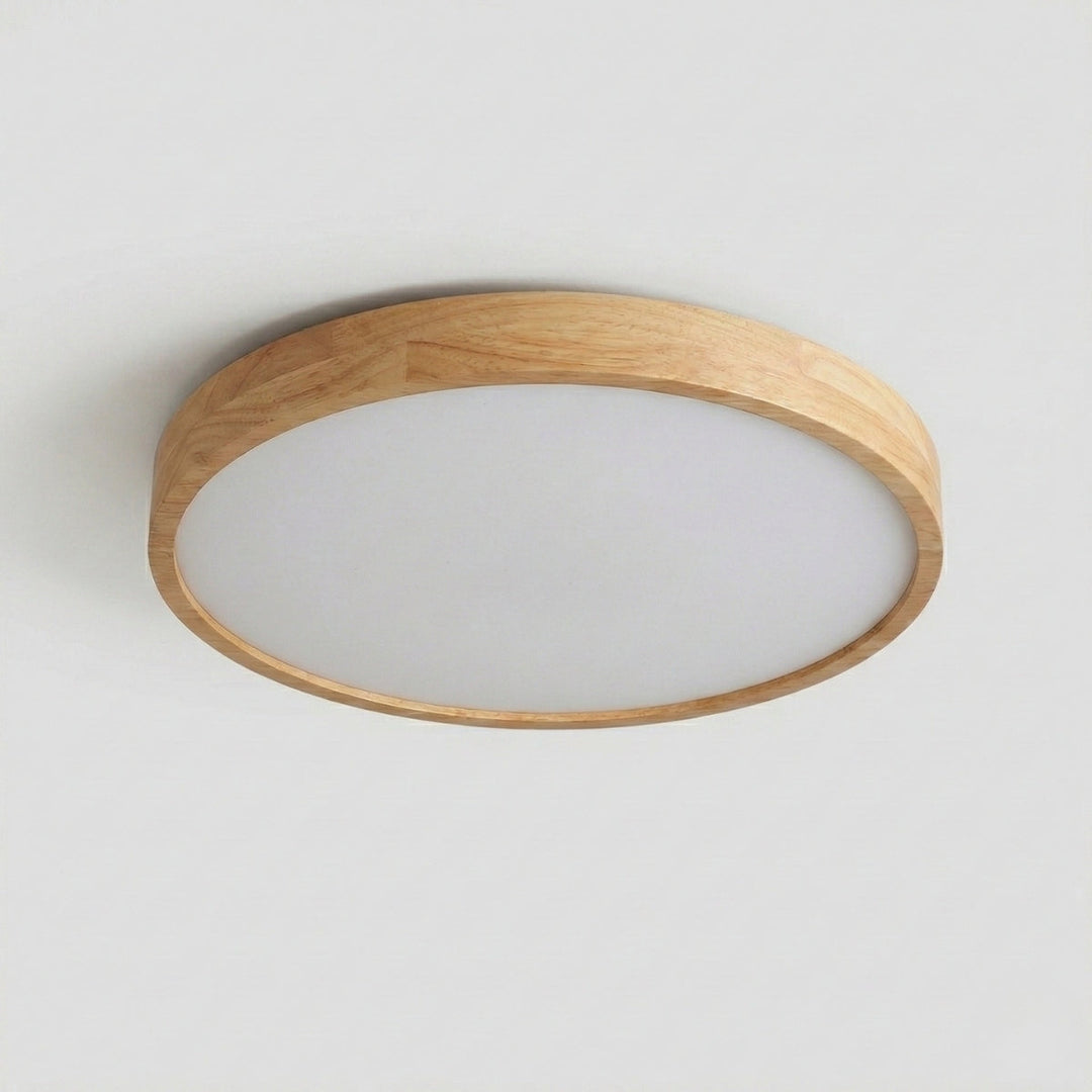 Round Scandinavian Ceiling Lamp Wood – Natural Oak