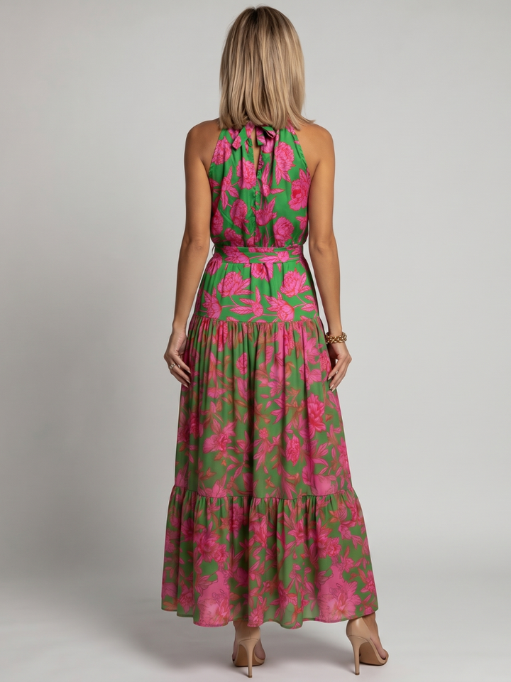 Halter Neck Draped Midi Dress for Women - Chic and Flattering