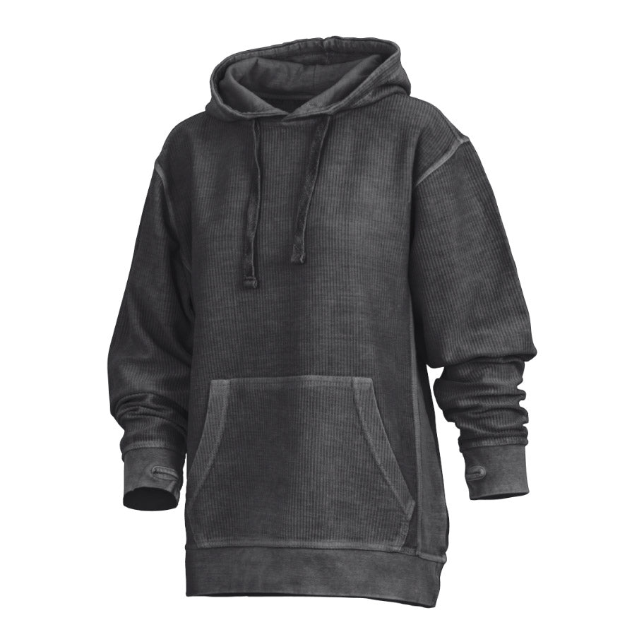 Women's Hooded Velvet Stone Wash Sweatshirt with Thumb Holes