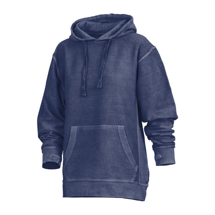 Women's Hooded Velvet Stone Wash Sweatshirt with Thumb Holes