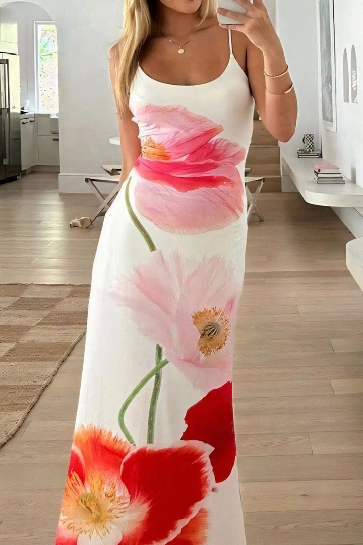Backless Floral Maxi Summer Dress for Women - Siletta